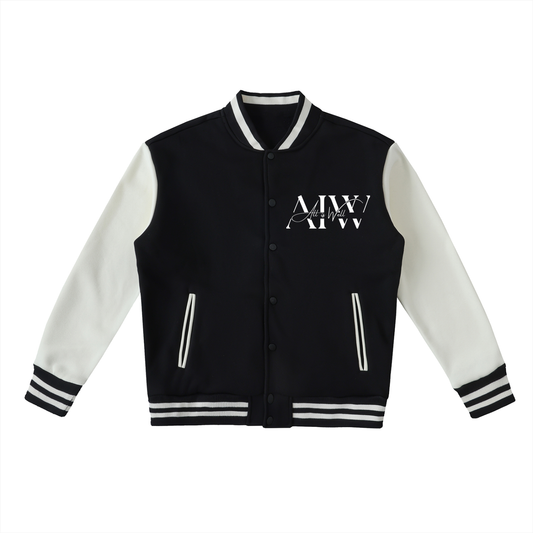 Two-Tone Fleeced Varsity Jacket