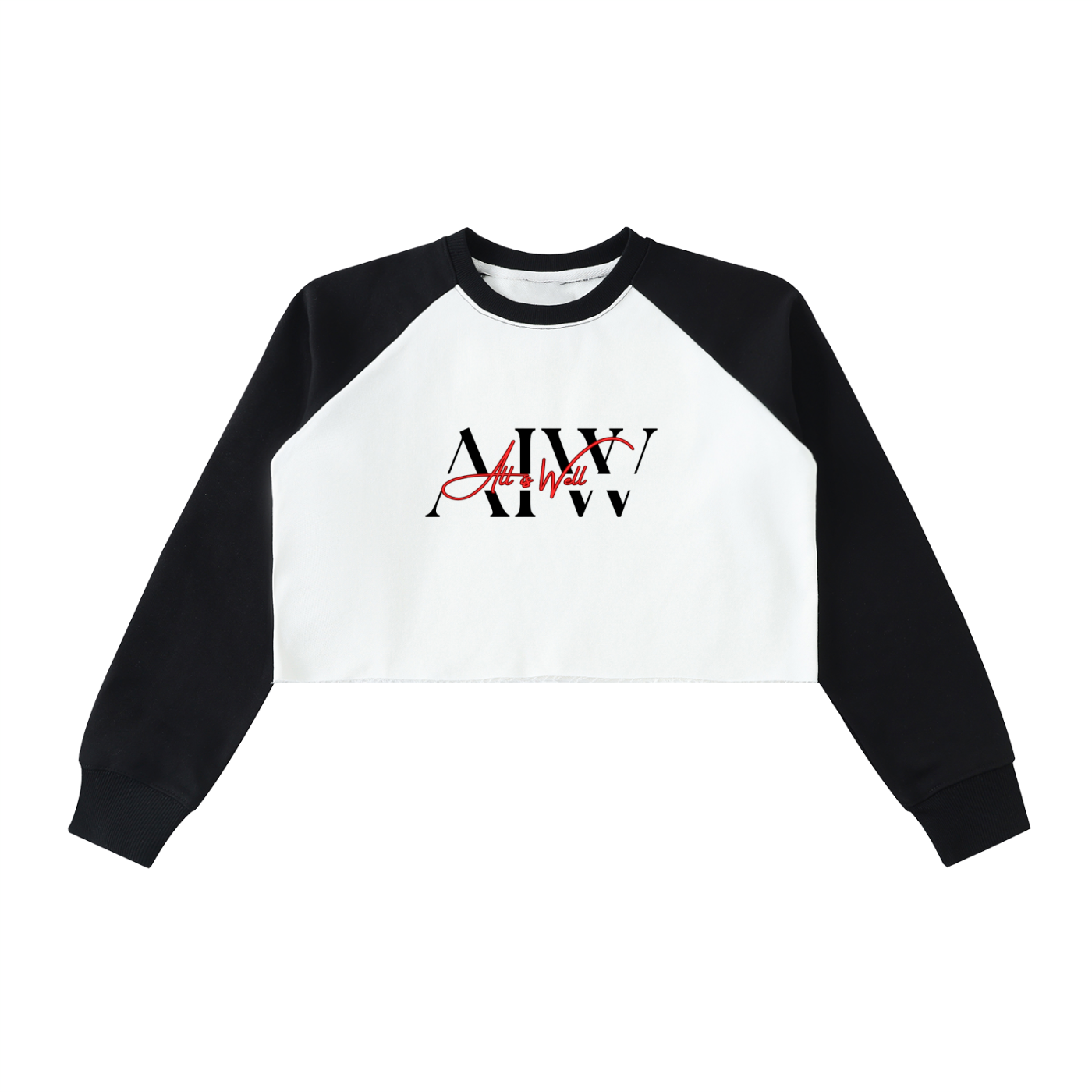 Raw-Hem Color-Block Raglan Crop Sweatshirt