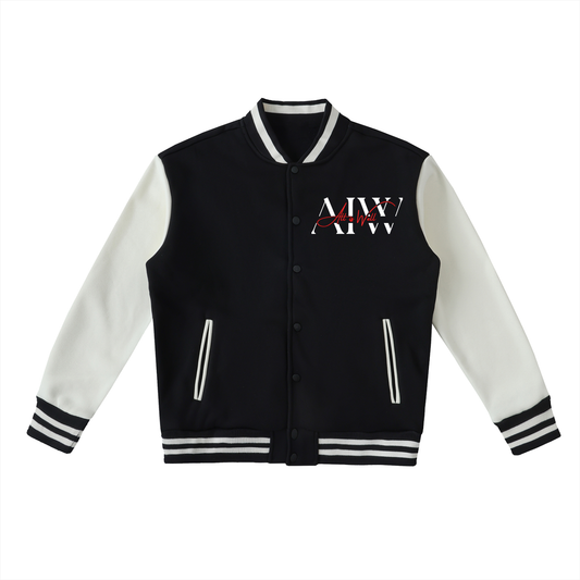 Two-Tone Fleeced Varsity Jacket